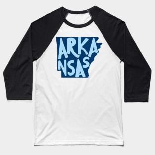 Arkansas Doodle Letters Map Outline-blue Baseball T-Shirt